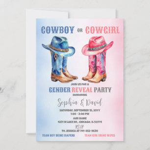Cowboy or Cowgirl Gender Reveal Party Invitation