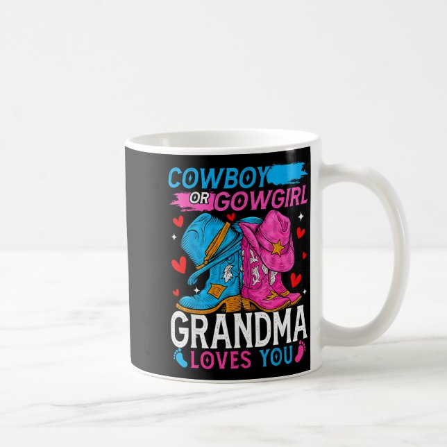Cowboy Or Cowgirl Grandma Loves You Gender Reveal  Coffee Mug (Right)