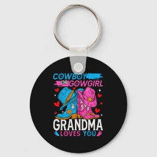 Cowboy Or Cowgirl Grandma Loves You Gender Reveal Key Ring