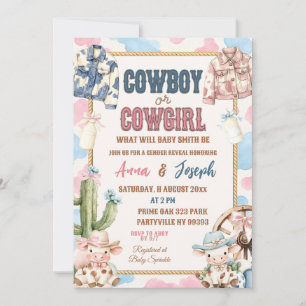 Cowboy or Cowgirl Wild West Gender Reveal Invitation