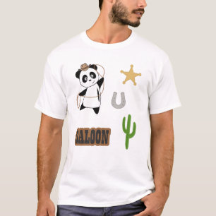 Cowboy Panda Bear Saloon Western Country T-Shirt