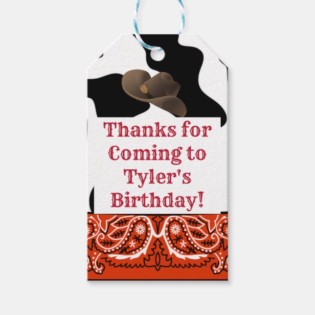 Cowboy Party Favour Tag (Front)