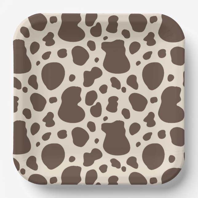 Cowboy Party Plates | Cow Print Paper Plates (Front)