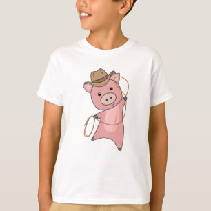 Cowboy Pig Piglet Piggy Western Pink T-Shirt