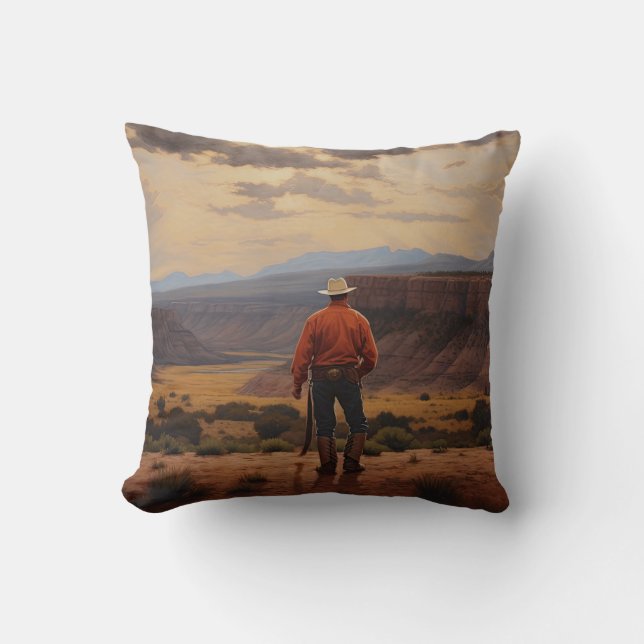 Cowboy Pillow Western Cushion Wild West Pillow (Front)