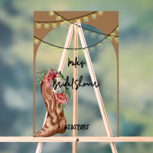 Cowboy pink floral bridal shower acrylic sign
