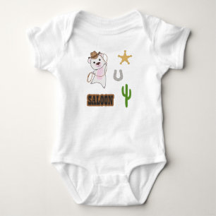 Cowboy Polar Bear Saloon Western Sticker Baby Bodysuit