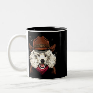 Cowboy Poodle Western Rodeo Cowboy Hat and Bandann Two-Tone Coffee Mug