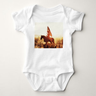 Cowboy Portrait USA Flag Theme. Baby Bodysuit