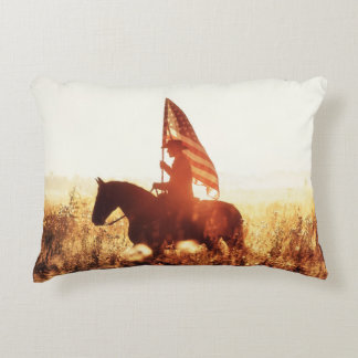 Cowboy Portrait USA Flag Theme. Decorative Cushion