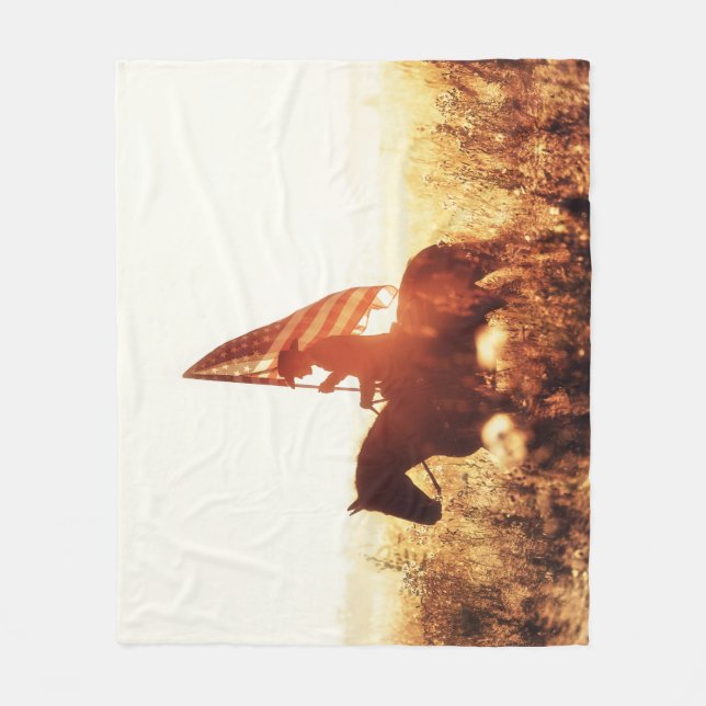 Cowboy Portrait USA Flag Theme. Fleece Blanket (Front)