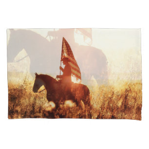 Cowboy Portrait USA Flag Theme. Pillowcase