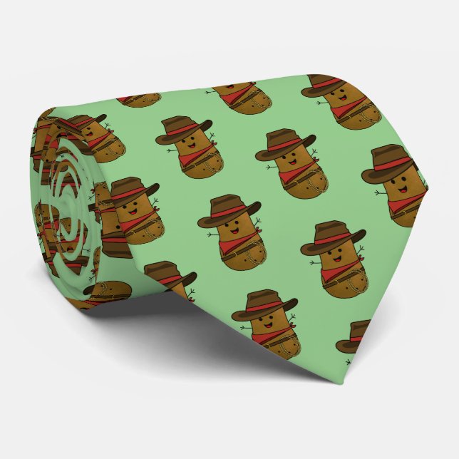 Cowboy Potato Pattern Tie (Rolled)
