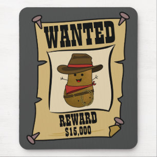 Cowboy Potato Wanted Poster Mouse Mat