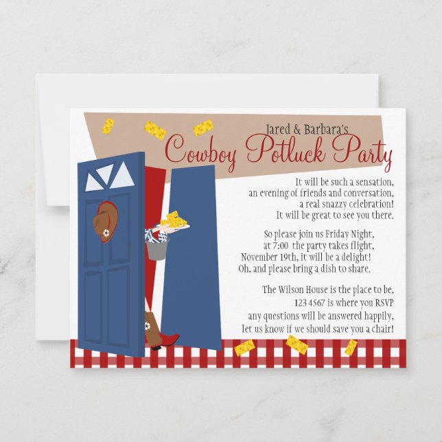 Cowboy Potluck Party Invitation (Front)