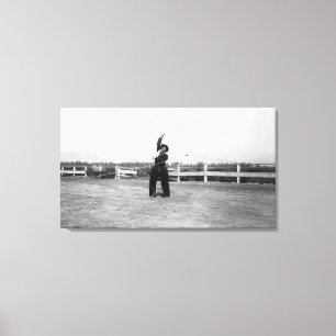 Cowboy Practicing His Lasso Skills Canvas Print