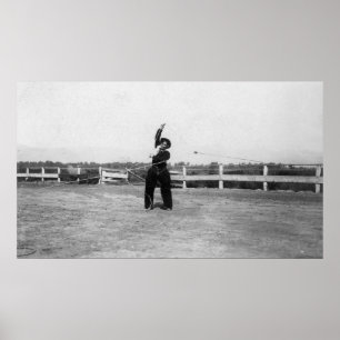 Cowboy Practicing His Lasso Skills Poster