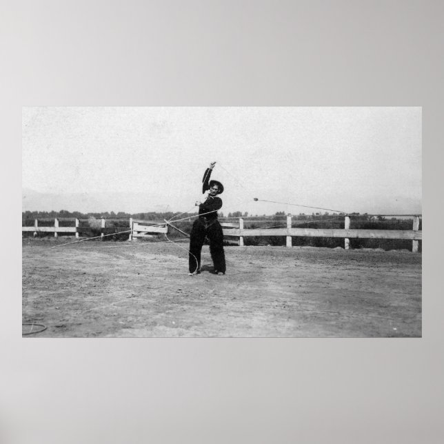 Cowboy Practicing His Lasso Skills Poster (Front)