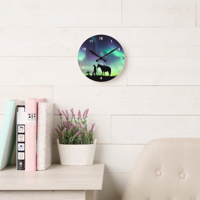 Cowboy Prayer Silhouette Wall Clock (Reading Room)