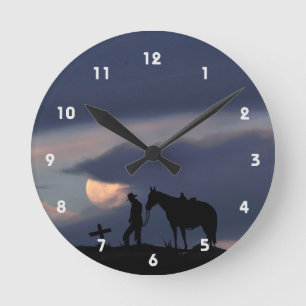 Cowboy Prayer Silhouette Wall Clock