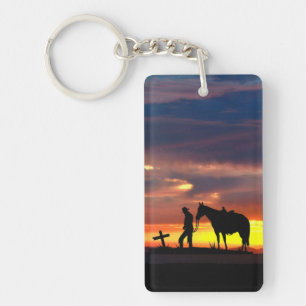 Cowboy Prayer with Sunset Key Ring