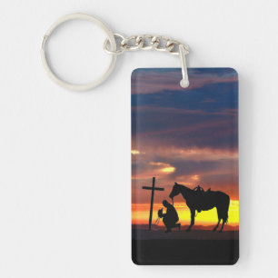 Cowboy Prayer with Sunset Key Ring