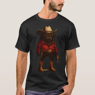 Cowboy Pug Dog Funny Western Outfit Red Pug Cowboy T-Shirt