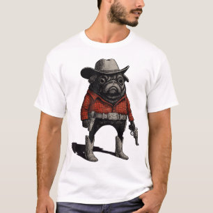 Cowboy Pug Dog Western Outfit Red Pug Cowboy T-Shirt
