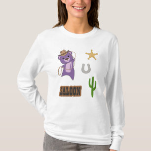 Cowboy Purple Cute Bear Saloon Western T-Shirt