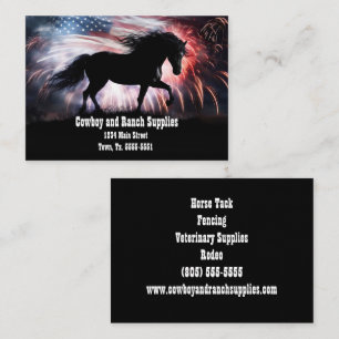 Cowboy Ranch Horse Tack Fencing Patriotic Business Card