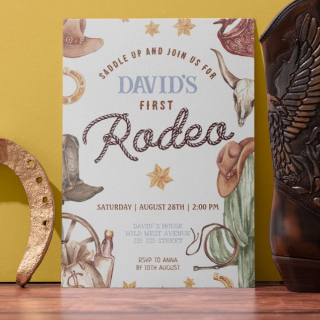 Cowboy Ranch Wild West 1st Rodeo Birthday Party Invitation (Boy 1st Rodeo Cowboy party Invitations Digital or Printed Cowboy Template Personalized)