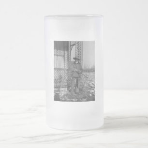 Cowboy Rancher or Canadian Outlaw of Old West Frosted Glass Beer Mug