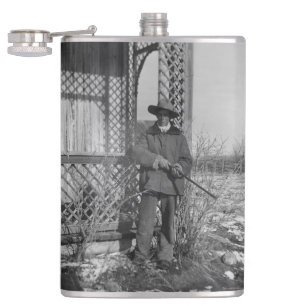 Cowboy Rancher or Canadian Outlaw of Old West Hip Flask