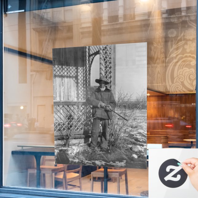 Cowboy Rancher or Canadian Outlaw of Old West Window Cling (Cafe Window)