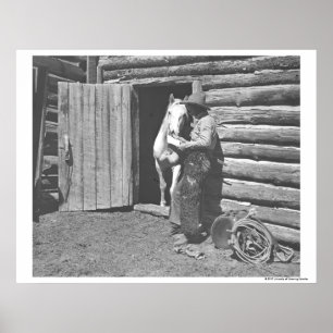 Cowboy reading a letter. poster