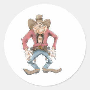Cowboy ready to Draw Classic Round Sticker
