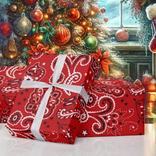 Cowboy Red Bandanna Gift Wrapping Paper