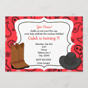 Cowboy Red Bandanna Western Country Invitation