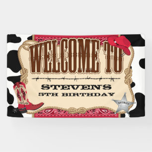 Cowboy, Red Birthday, Welcome Banner