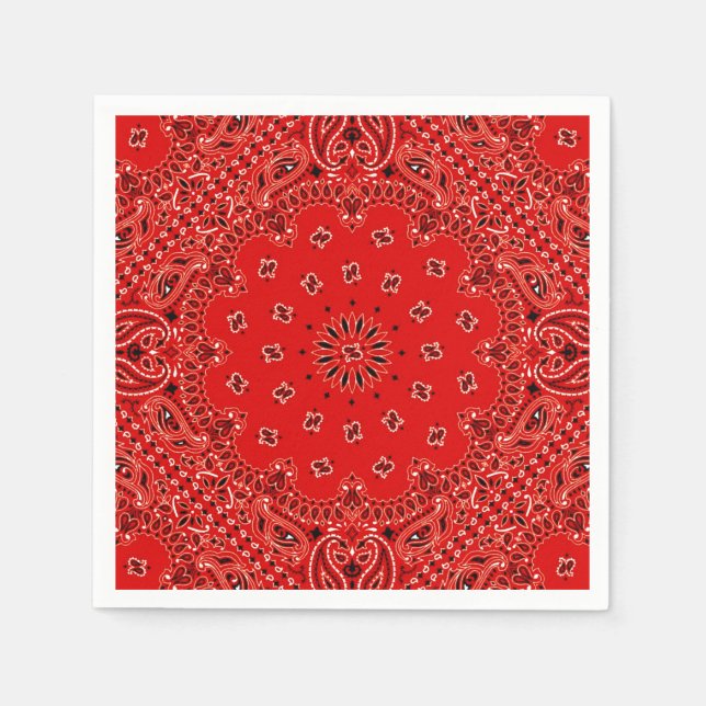 Cowboy Red Paisley Bandanna Scarf BBQ Picnic Napki Napkin (Front)