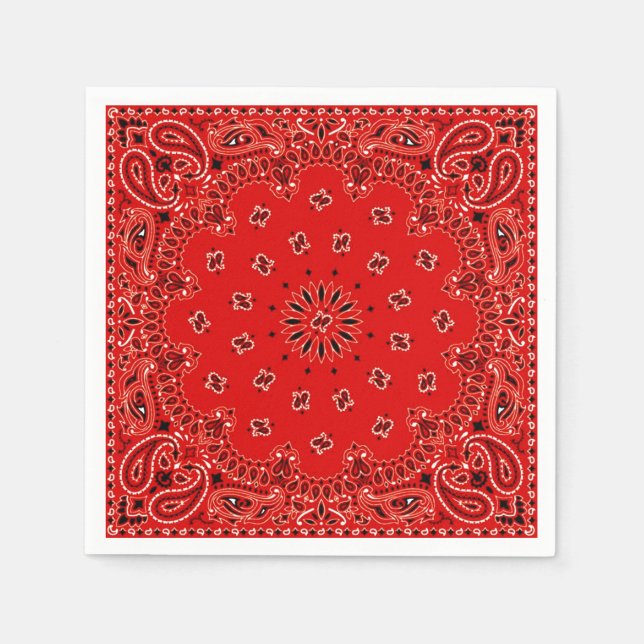 Cowboy Red Paisley Bandanna Scarf BBQ Picnic Napki Napkin (Front)