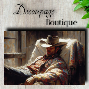 Cowboy Resting Decoupage Tissue Paper