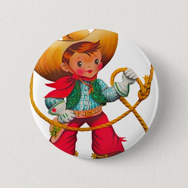 Cowboy Retro Boy Child Cute Western 6 Cm Round Badge (Front)