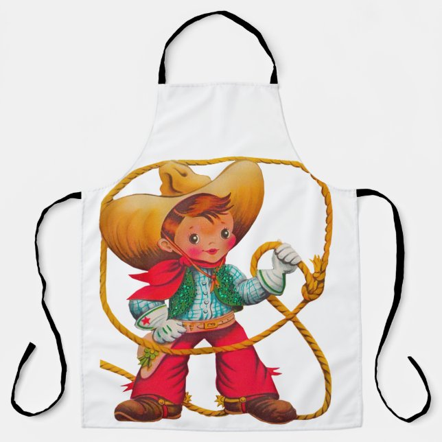 Cowboy Retro Boy Child Cute Western Apron (Front)