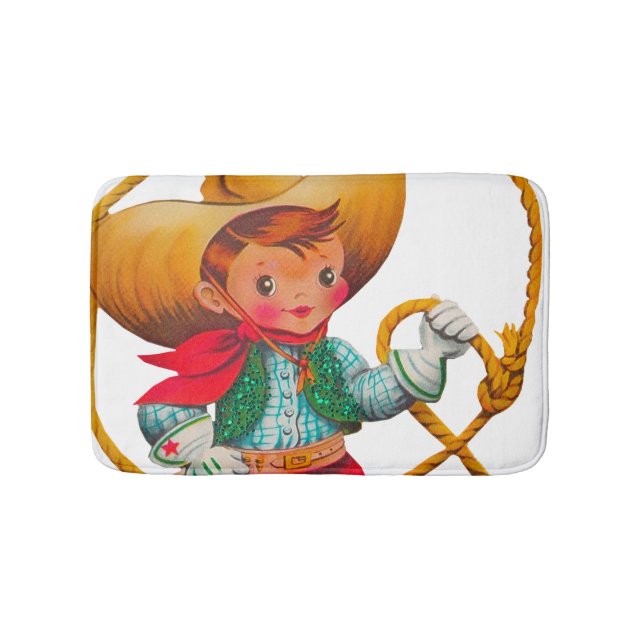 Cowboy Retro Boy Child Cute Western Bath Mat (Front)