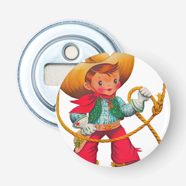Cowboy Retro Boy Child Cute Western Bottle Opener (Front)