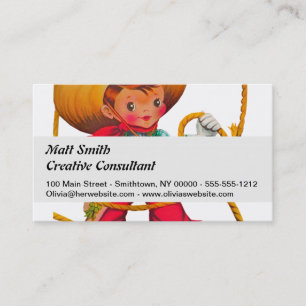 Cowboy Retro Boy Child Cute Western Business Card