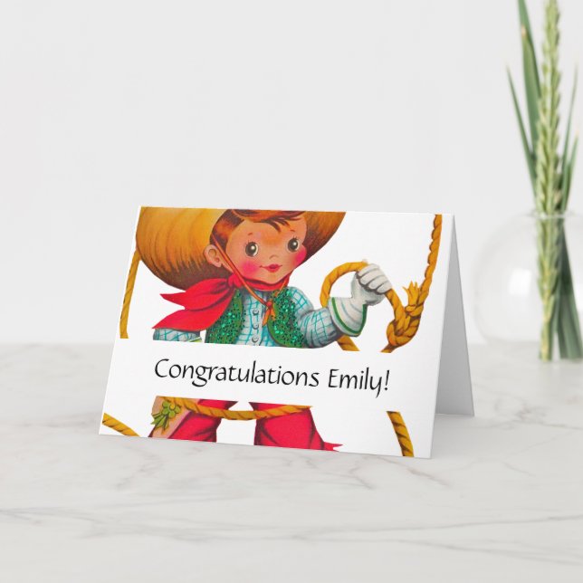 Cowboy Retro Boy Child Cute Western Card (Front)