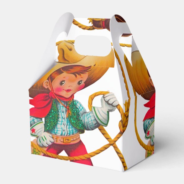 Cowboy Retro Boy Child Cute Western Favour Box (Front Side)