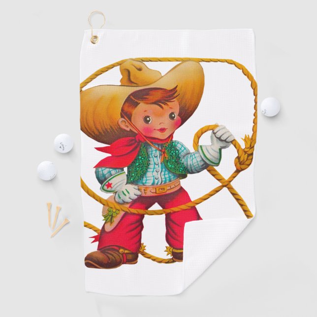 Cowboy Retro Boy Child Cute Western Golf Towel (InSitu)